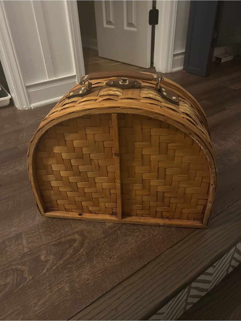 Woven Picnic Basket Case in Natural Tan